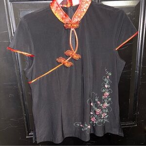 Silver dragon, vintage Black and Red Women's Top